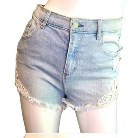 Garage CA. Raw Hem Lace High Waisted Shorts - Picture 1 of 16